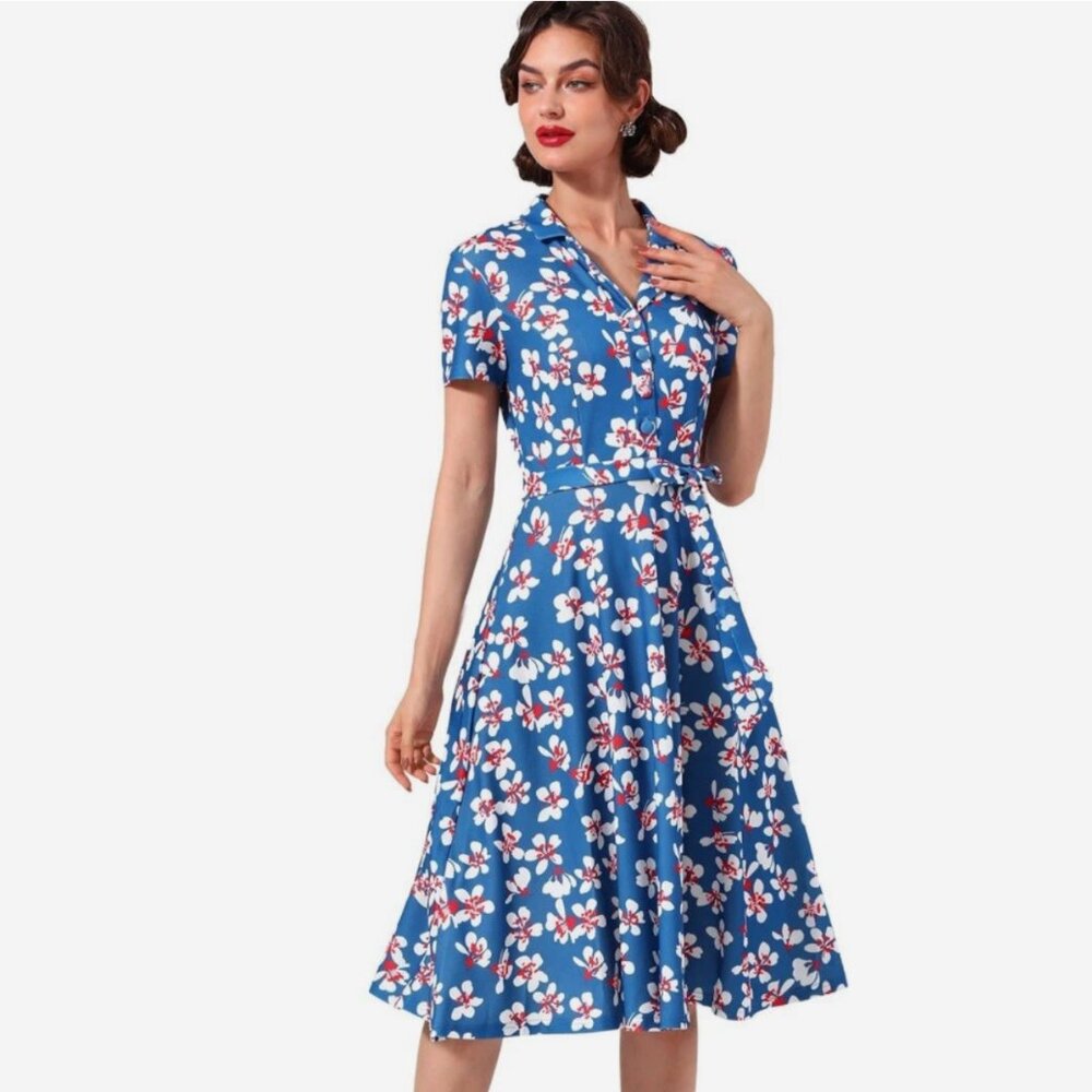 Wedtrend Vintage Tea Dress, Short Sleeve Cocktail Party Dress